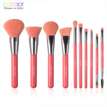 Load image into Gallery viewer, DOCOLOR 10Pcs Neon Green/Peach/Purple Professional Makeup Brushes