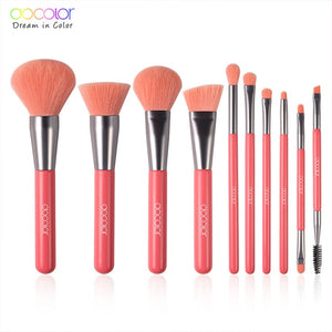 DOCOLOR 10Pcs Neon Green/Peach/Purple Professional Makeup Brushes