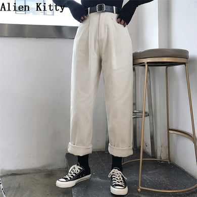 ALIEN KITTY Loose High Waist Thin Pants