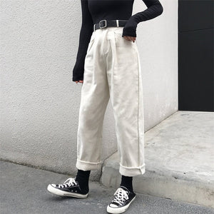 ALIEN KITTY Loose High Waist Thin Pants