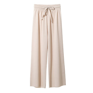 OLGITUM Women Soft Silk Knit Wide Leg Pants