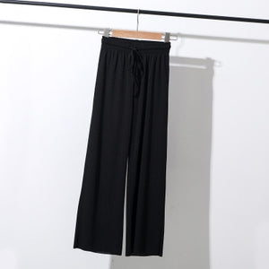 OLGITUM Women Soft Silk Knit Wide Leg Pants