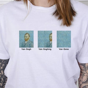 KUAKUAYU HJN Van Gogh Van Goghing Van Gone Meme Funny Printed T-shirt