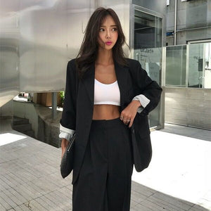 HZIRIP Elegant Black Single-breasted Women Blazer