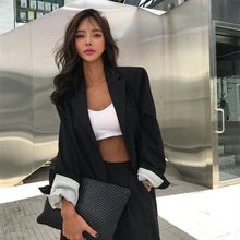 Load image into Gallery viewer, HZIRIP Elegant Black Single-breasted Women Blazer